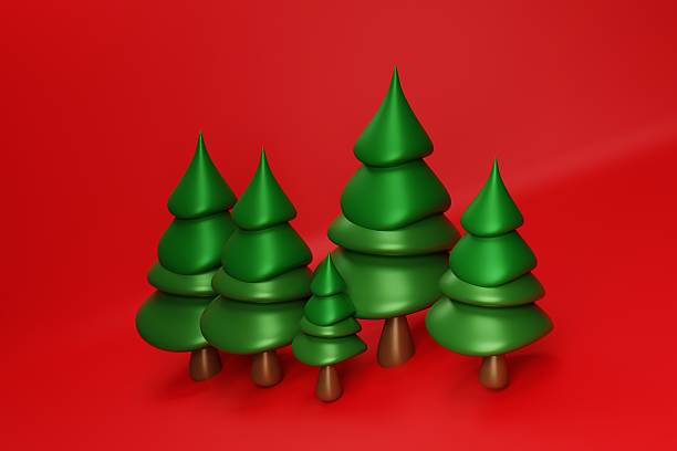 green christmas tree, star, new year, 3D