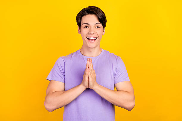 istock Portrait of attractive cheerful dreamy guy thinking copy empty space isolated over bright yellow color background 2252177194