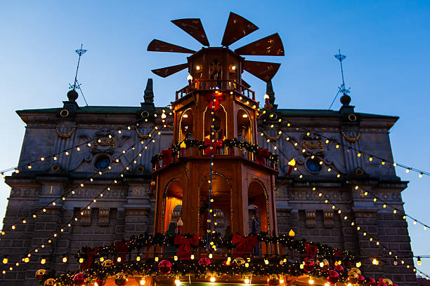 istock A festive structure stands decorated with lights and ornaments 2252177203