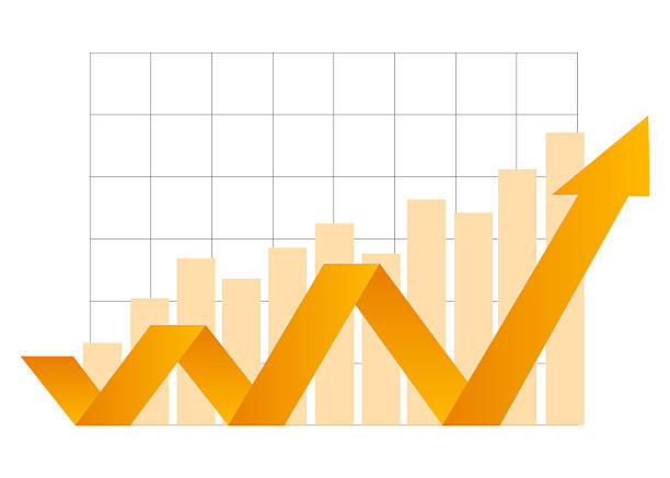 istock yellow bussiness arrow stock market arrow growing pointing up on economic chart graph bars icon trending upwards financial board rises 2252177513