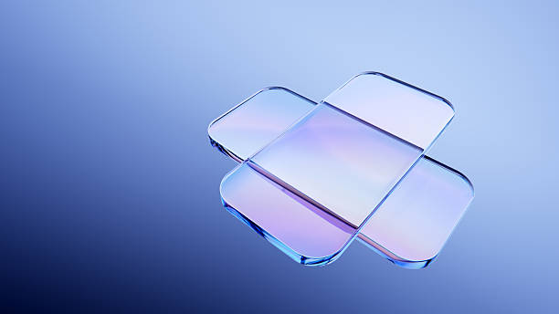 istock Elegant minimalist glass plates with dispersion light effect moving 2252182627