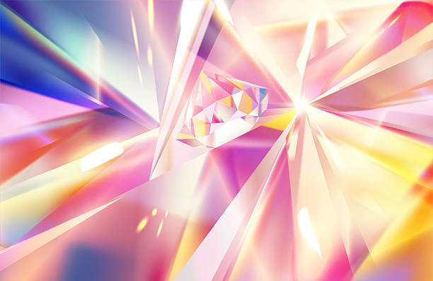 istock Glowing Crystal Background. Mystical and Abstract Banner with Shining Light and Sparkling Rays of Pink Gemstone. Realistic vector illustration 2252184367