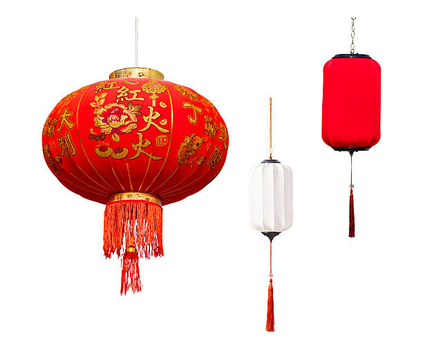 istock Red Chinese lantern with golden floral patterns and tassels isolated on trasparent background. Traditional decorative hanging lamp symbol for Lunar New Year festival, holiday and celebration. PNG file 2252186225