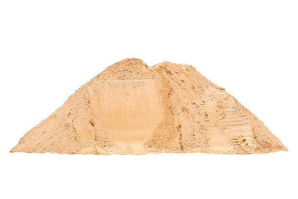 istock Large pile of construction sand isolated on white background, showing texture and layers. Concept for building materials, industry supply, quarry, architecture, infrastructure, Clipping path 2252186261