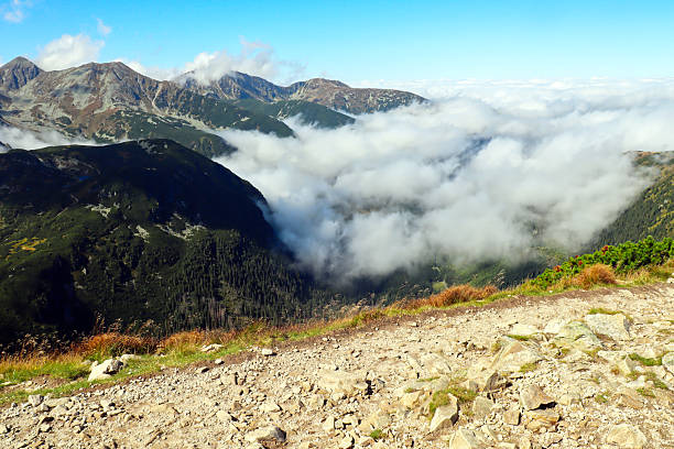 Rocky Tatra Mountain Path Overlooking Cloud-Filled Valleys