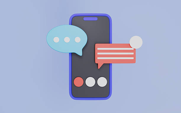 istock Smartphone with chat bubble talk and notification, Group chat icons 2252188099