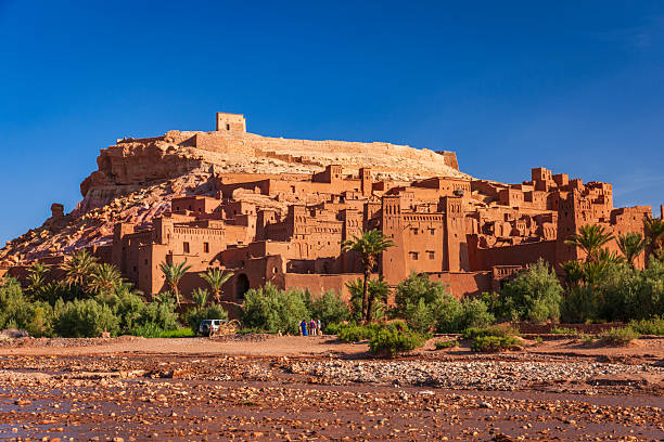 Close-up of the mud brick buildings of Ait Benhaddou in the Sahara Desert of Morocco