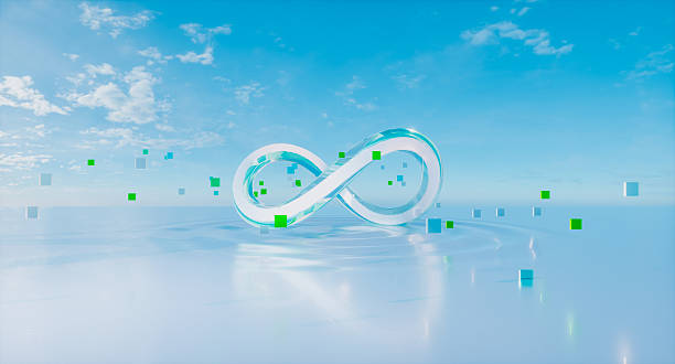 istock Futuristic glass Infinity Symbol with Data Cubes, Digital Technology and Sustainability Concept. 3d rendering 2252195070