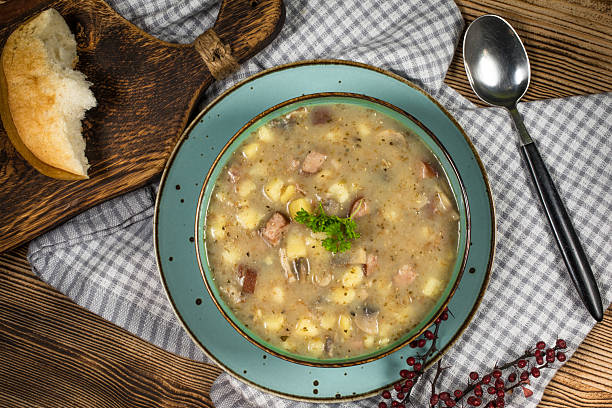 istock Traditional polish soup Zurek in ceramic bowl. 2252196485