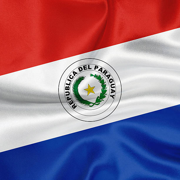 Flag of Paraguay waving background.