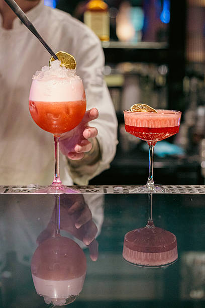 istock Two Elegant Cocktails on Bar Counter at Night 2252201222