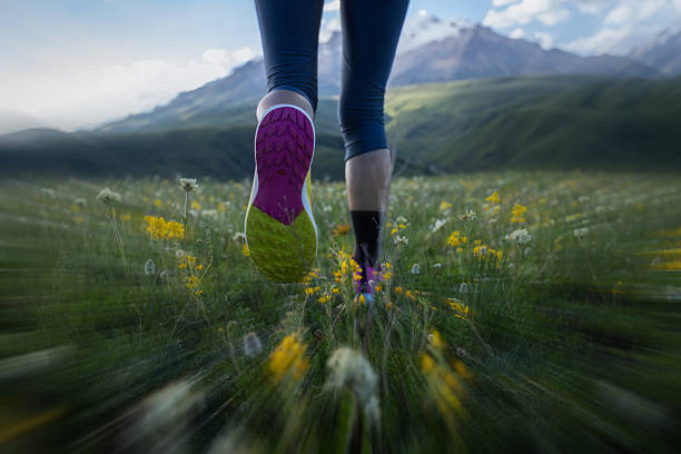 istock Trail runner running  on the high altitude grassland mountain top 2252201767