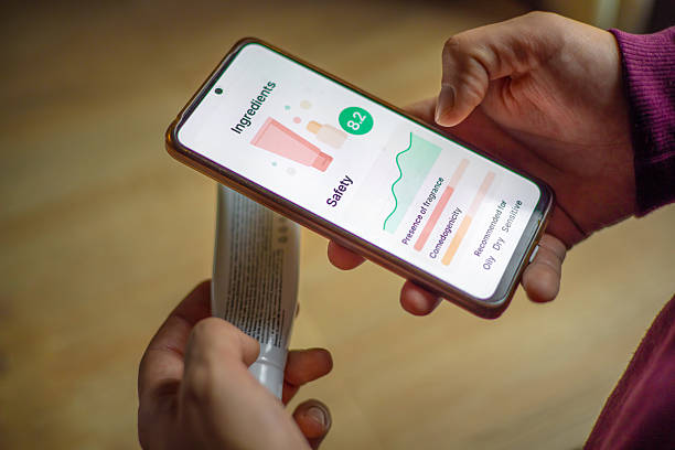 istock User evaluating cosmetic formulas with an AI beauty app offering personalized skincare tips 2252205850
