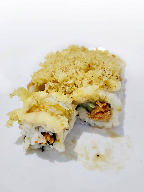 Delicious Crunchy Tempura Sushi Roll Close Up