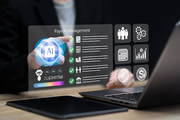 istock Payroll management and financial processing system concept, Businesswomen use an automated system for the payment of employees' salaries, Invoicing and scheduling for Efficient payroll operations 2252210358
