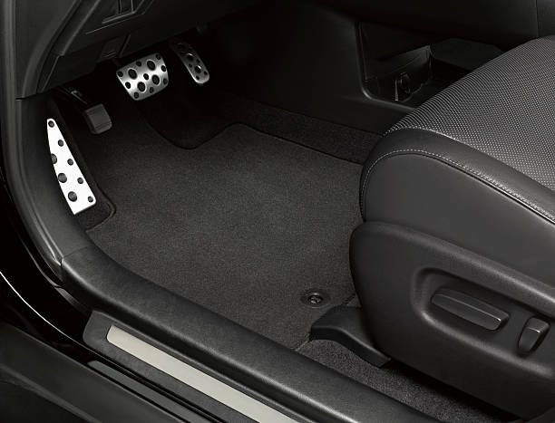 istock Luxury car floor mats in black fabric 2252211289