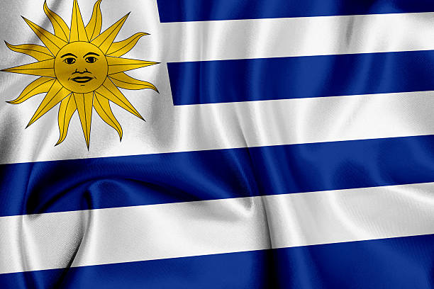 Flag of Uruguay waving background.