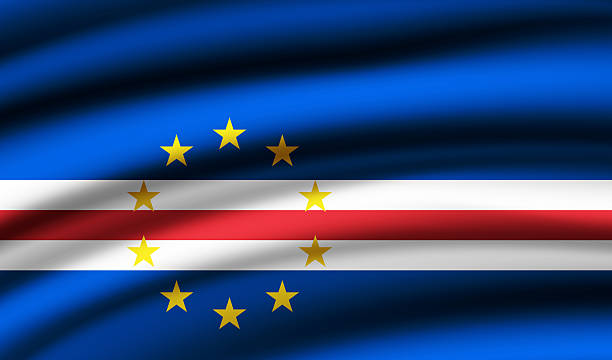 Flag of Cape Verde waving background.