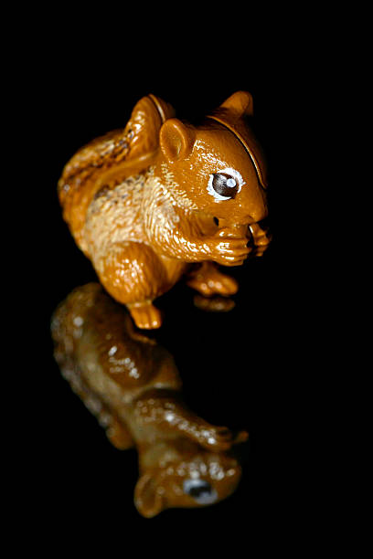 istock Toy squirrel on black glass 2252214506