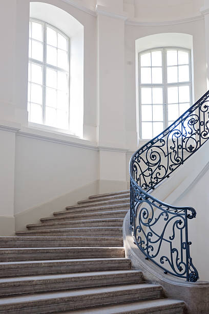 istock Marble staircase with steps in a white luxury hall 2252216456