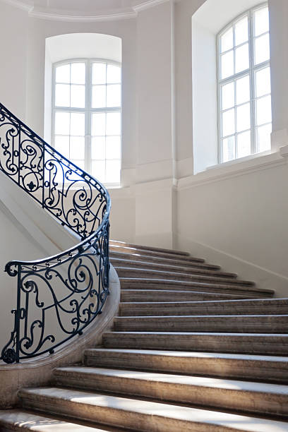 istock Marble staircase with steps in a white luxury hall 2252216858