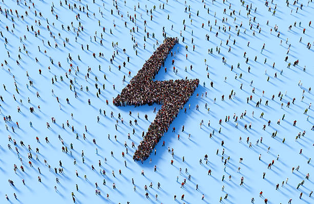 istock Human Crowd Forming A Bolt Symbol On Blue Background 2252227015