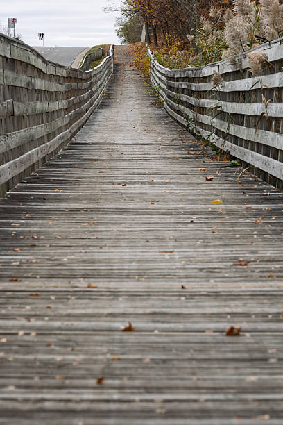 istock A wooden bridge with a long walkway 2252232131