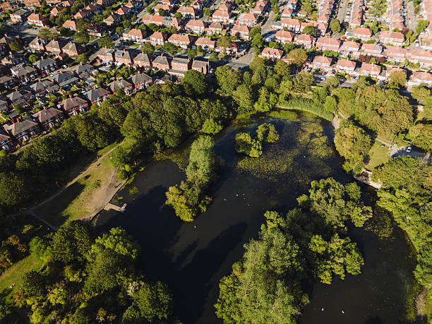 istock 16th Aug 2025: Marden Quarry Nature Reserve drone view on sunny day 2252232224