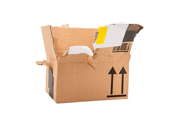 istock Damaged cardboard shipping box with torn packaging. 2252233707