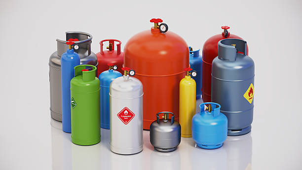 Propane tank isolated on white, with clipping path. LP(Liquid Propane) tanks like this one are often used for gas grills, portable heaters, camping and on some industrial vehicles.