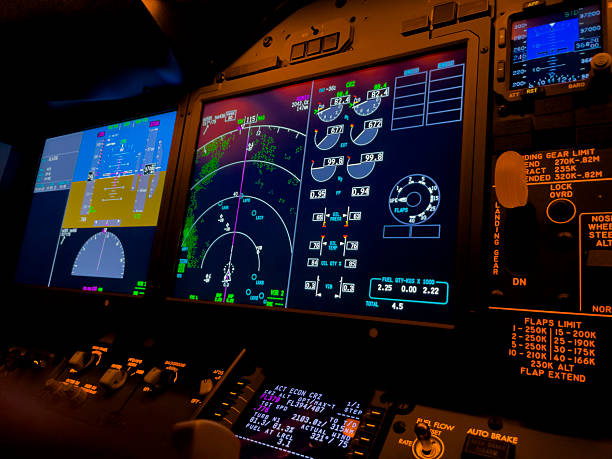 istock Illuminated Modern Commercial Aircraft Cockpit Flight Deck 2252242352