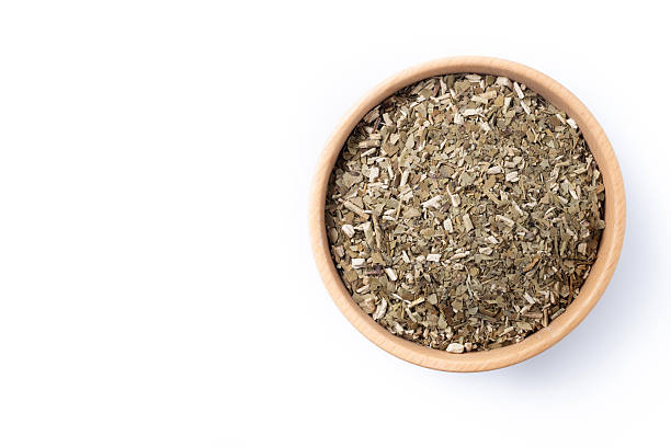 istock Yerba Mate in Wooden Bowl. top view 2252242377