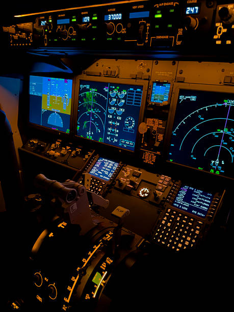 istock Illuminated Modern Commercial Aircraft Cockpit Flight Deck 2252242559