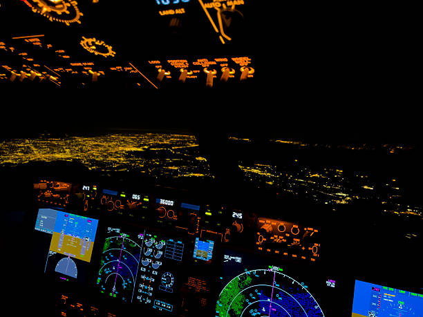 istock Illuminated Modern Commercial Aircraft Cockpit Flight Deck 2252245730