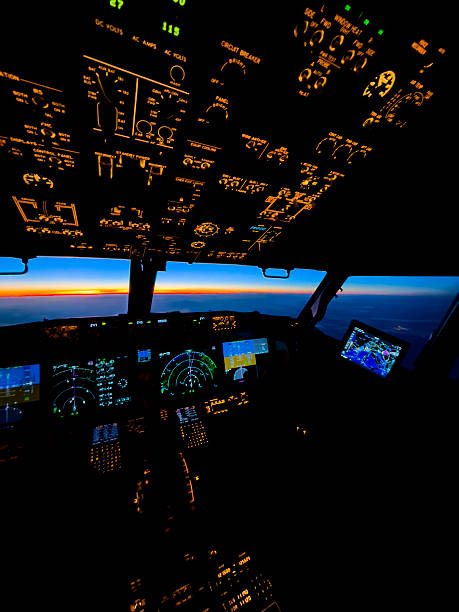 istock Illuminated Modern Commercial Aircraft Cockpit Flight Deck 2252245746
