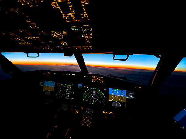 istock Illuminated Modern Commercial Aircraft Cockpit Flight Deck 2252245793