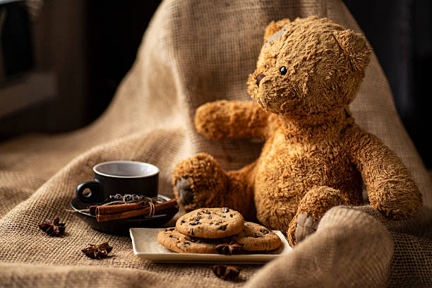 istock Breakfast, cookies and coffee with cinnamon and a teddy bear 2252250789