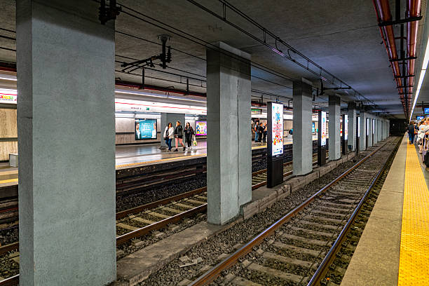 Roma, Italy - October 19, 2025:  Passengers are taking the metro at Ottaviano metro station. The view of Ottaviano Subway station, Roma, Italy.roma