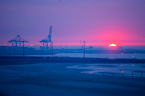 Sunset on a beach in Belgium, Knokke.