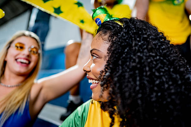 istock Excited brazilian fan celebrating during sporting event 2252263867