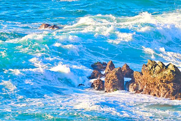 Big Sur is a rugged and mountainous section of the Central Coast of California.The Pacific Ocean meets the Santa Lucia Mountains with State Route 1 constructed on the towering seaside cliffs.