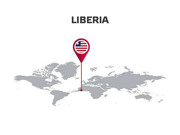 istock LIBERIA Location Pin on World Map with Flag in Pin's Body 2252266643