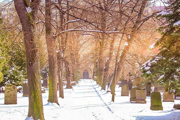 Christian cemetery in winter.