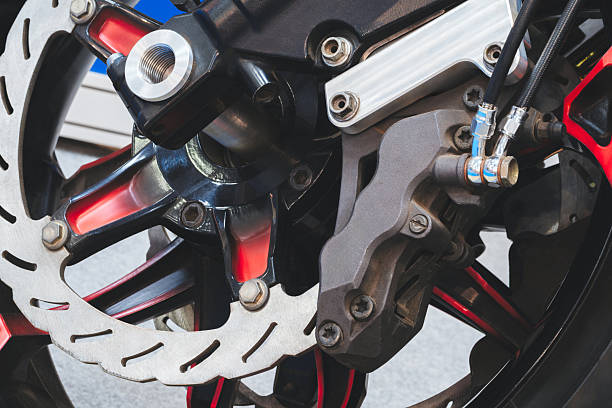istock Motorcycle disc brake system as industrial transport background 2252277979