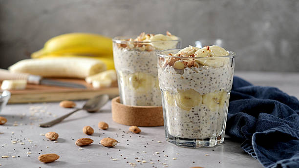 istock Healthy Chia Seed Pudding with Banana and Almonds 2252278625
