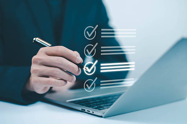 istock The technology business quality audit checklist uses an online concept with a document format and a controllable safety survey. 2252280926
