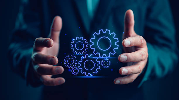 istock Innovative solution with abstract illustration of interconnected gears symbolizing teamwork and efficiency for technological and business progress. 2252288477