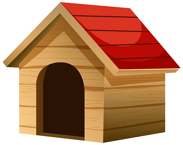istock Wooden Dog House with Red Roof Vector Illustration 2252291203