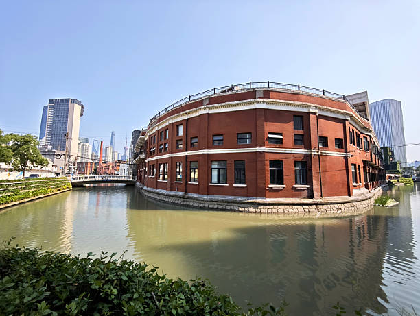 View of Shajing Gang river in Hongkou district, Shanghai, China