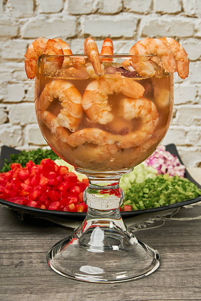 istock Shrimp cocktail glass with fresh vegetables 2252304276